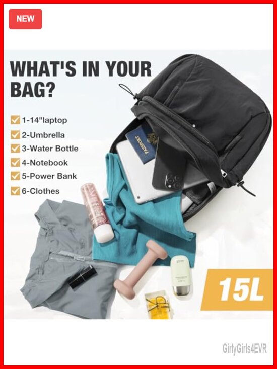 Lightweight 15L Padded Backpack for Travel Hiking Work School